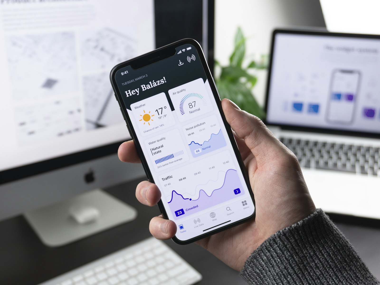 Mobile app interface on smartphone